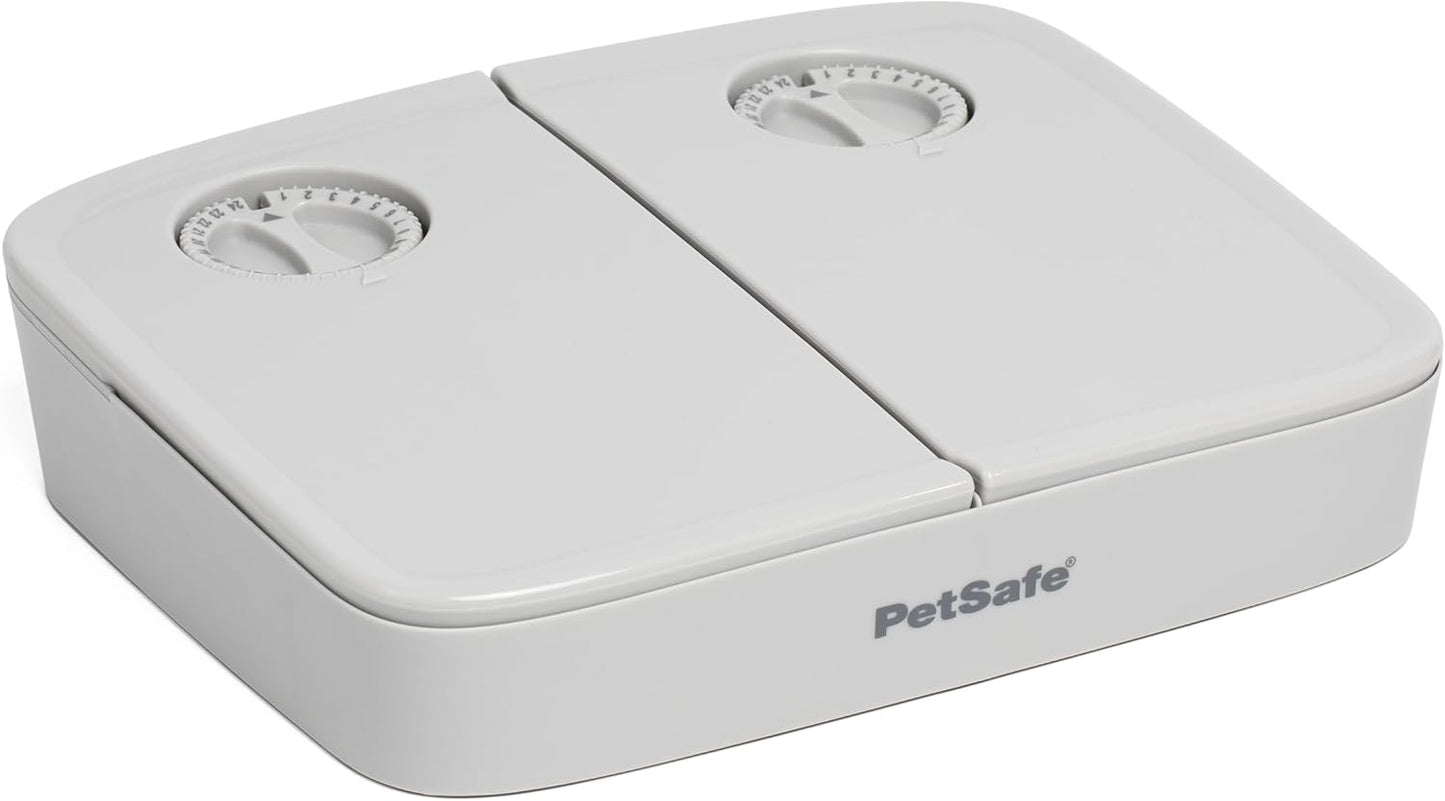 PetSafe Analog 2 Meal Programmable Pet Feeder, Automatic Dog and Cat Feeder - Dry or Semi-Moist Pet Food Dispenser, Slow Feed Portion Control (3 Cup/16 Ounce Total Capacity), Tamper-Resistant Design 1 Count (Pack of 1)