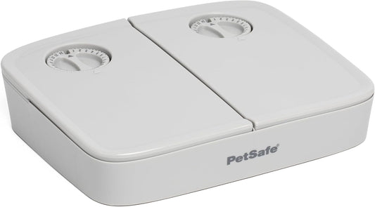 PetSafe Analog 2 Meal Programmable Pet Feeder, Automatic Dog and Cat Feeder - Dry or Semi-Moist Pet Food Dispenser, Slow Feed Portion Control (3 Cup/16 Ounce Total Capacity), Tamper-Resistant Design 1 Count (Pack of 1)
