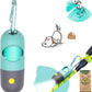 Dog Poop Bag Holder with LED Flashlight for Night Walks,Silicone Tether &Dachshund Pattern Clip for Used Bags, Hands-Free Metal Leash Carabiner, 15 Scented Waste Bags (Gray)