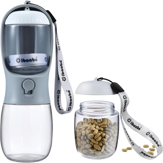 Cibaabo Dog Water Bottle with Food Container, Travel Puppy Water Bowl, Portable Pet Dispenser, Dog Stuff Accessories Items, Puppy Essentials Necessities for Yorkie Chihuahua Cat Walking and Hiking