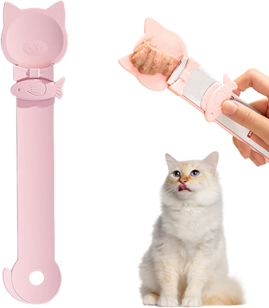 PETPAWLOVELY-3PCS Cat Treat Spoon Squeeze,Cat Strip Feeder spoon,Easy Feeding Spoon for Licky Treats,Pet Food Spoon for Wet Food, Suitable for Churu Paste Treat(3 Color)