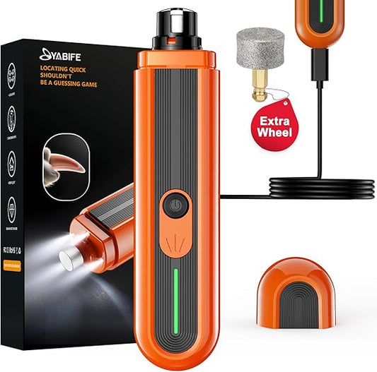 4-Lights Dog Nail Grinder, Easy Quick Locate Dog Nail Trimmers, for Puppy Paw Toenails or Pets from Small, Medium to Large, with Travel Lock, Whisper Quiet, Heavy Duty 3 Speeds