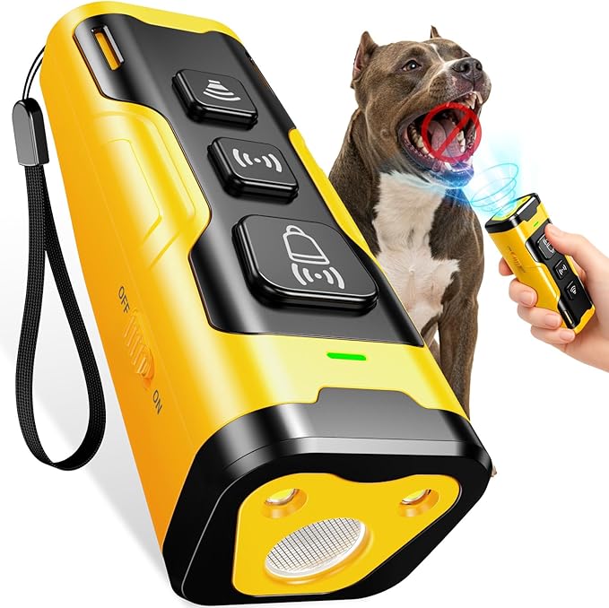 Stop Dog Barking Fast & Safely, Ultrasonic Bark Deterrent for Indoor Outdoor Use, Anti Barking Device for Dogs with 4 Modes, 50ft Range, Easy to Use No Bark Device for a Quieter Home