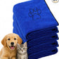 Chumia 4 Pack Microfiber Dog Towels, 30 x 50 Inch, Gray | Absorbent Grooming Cloth After Bath Drying, Soft with Embroidered Paw Design, Quick Dry for Small Medium Large Pets