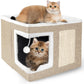 Loyareal Cat Houses for Indoor Cats - Large Cat Bed Cave with Scratch Pad and Fluffy Ball, Foldable Cat Condo Hideaway with Reversible Cushion for Multi Small Pet, Navy Blue