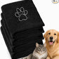 Chumia 4 Pack Microfiber Dog Towels, 30 x 50 Inch, Gray | Absorbent Grooming Cloth After Bath Drying, Soft with Embroidered Paw Design, Quick Dry for Small Medium Large Pets